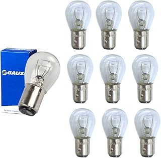 Kit 10 Lâmpadas Automotivas 21/5W 2 Polos 12V P21/5W – Luz de Freio, Posição e Ré Halógena Incolor – Gauss GL1034