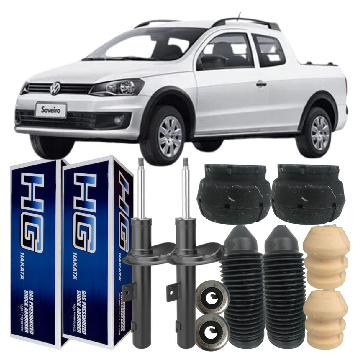 4 Amortecedor VW Saveiro 2009 2018 Dianteiro Traseiro Nakata Kit