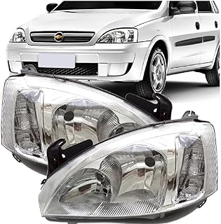 Farol Corsa Montana 2003 2004 2005 2006 2007 2008 2009 2010 2011 2012 Cromado - UNIDADE Lado:ESQUERDO (Motorista)