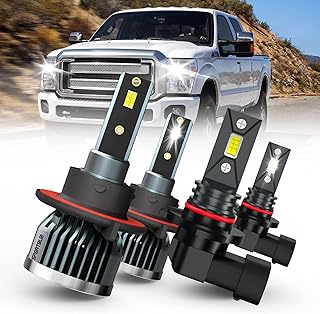 Adequado para (2005-2020) FORD F-250 / F-350 / F-450 / F-550 lâmpadas LED combo, 9008/H13 Farol alto e baixo 9145 lâmpadas de neblina LED, pacote com 4