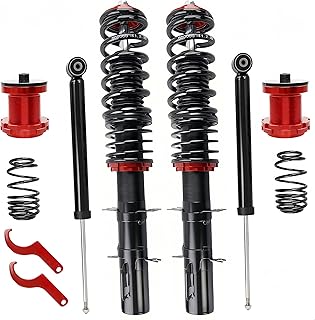 Kit de suspensão dianteira e traseira, substituição de amortecedores e amortecedores ajustáveis em altura para Volkswagen Golf Mk4 1998-2005 Coilover 2WD apenas A4 – Conjunto completo de bobinas
