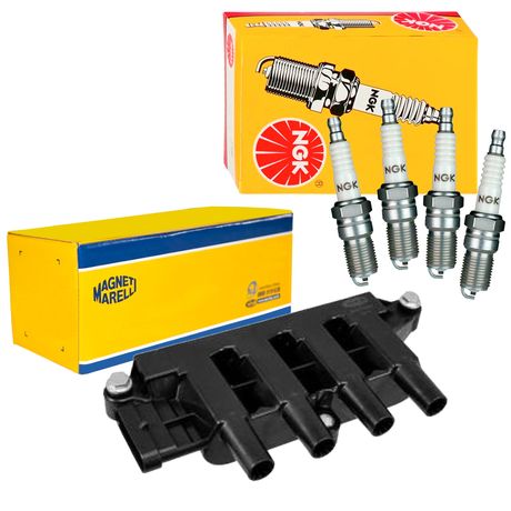 Kit Bobina Magneti Marelli Vela Ngk Palio Fire EVO 1 4 8V 2011 2017 Flex