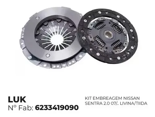 Kit Embreagem Nissan Sentra Grand Livina 16V Manual Luk 6233419090