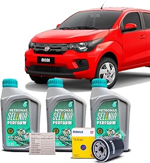 Kit Troca de Oleo 5w30 e Filtro Fiat Mobi Fire 1.0 8V 2016 a 2023 4 Cilindros