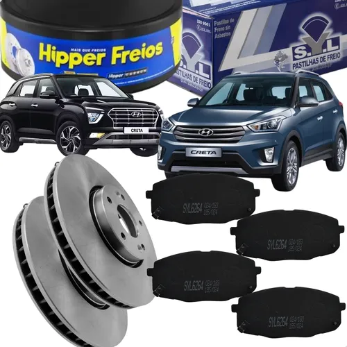 Kit Pastilha Disco Dianteiro Ventilado Creta 1 6 2 0 2017 2021 Cobreq Hipper Freios