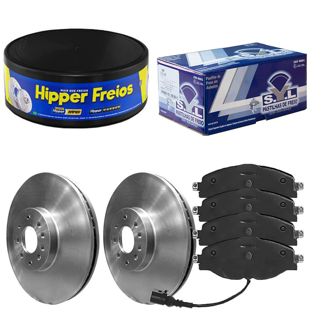 Kit Pastilha Disco Dianteiro Ventilado Jetta 1 4 TSI 2018 2020 Hipper Freios Syl