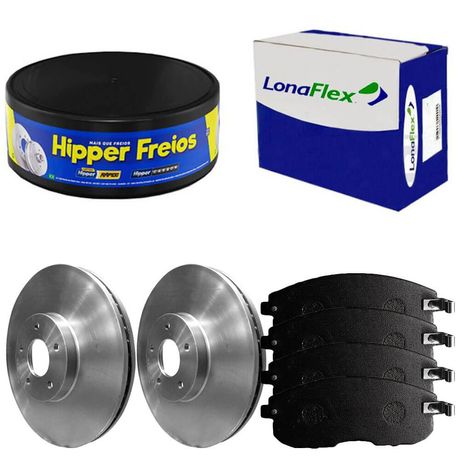 Kit Pastilha Disco Dianteiro Ventilado Sentra 2 0 2016 2020 Hipper Freios Lonaflex