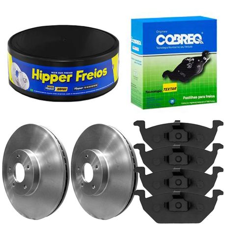 Kit Pastilha Disco Dianteiro Ventilado VW Golf 99 2002 Cobreq Hipper Freios
