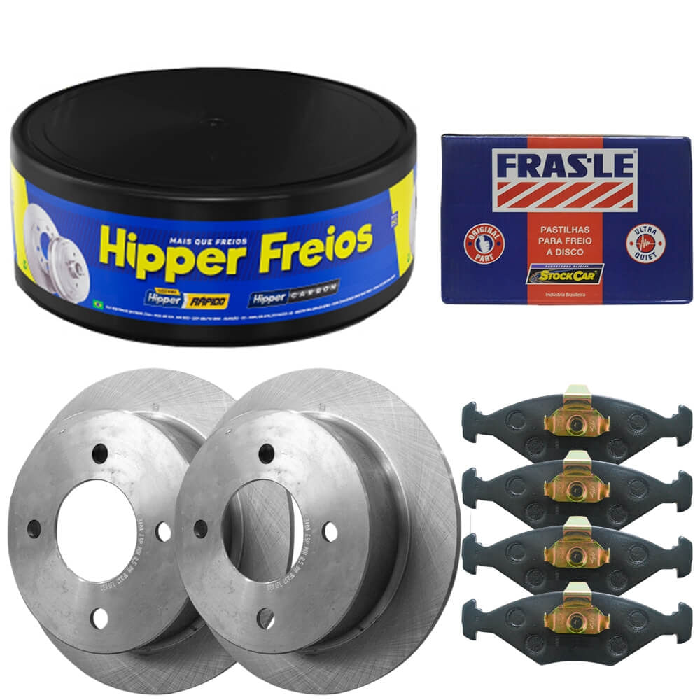 Kit Pastilha Disco Freio Gol G5 2010 2012 Dianteiro Solido Teves Frasle Fras-le