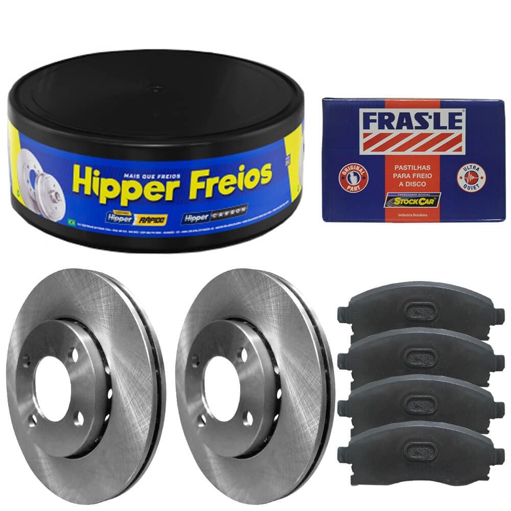 Kit Pastilha Disco Freio Montana 1 8 8V 2004 2010 Dianteiro TRW Frasle Aro 14 Fras-le