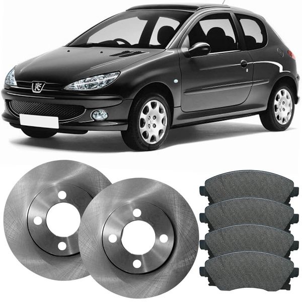 Kit Pastilha Disco Freio Peugeot 206 1 6 2001 2008 Dianteiro Ventilado