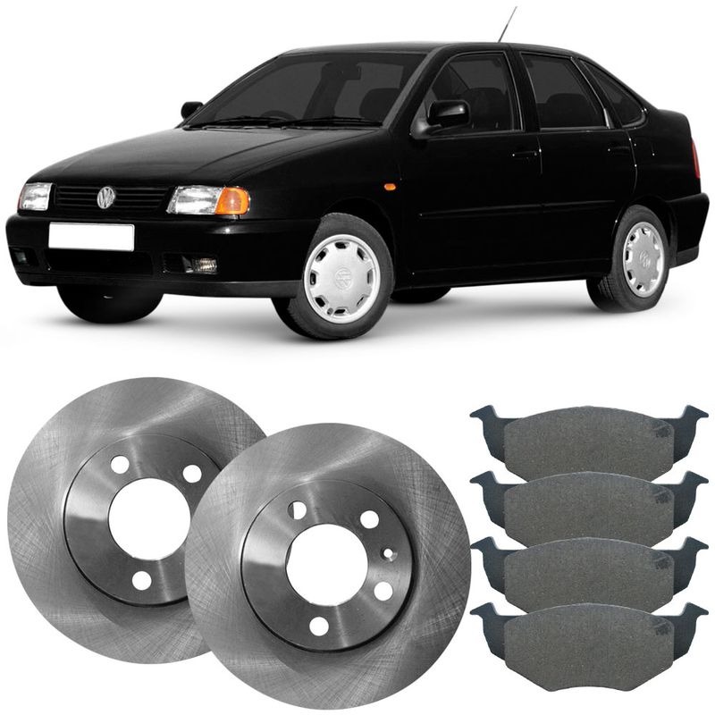 Kit Pastilha Disco Freio VW Golf Polo Classic 96 2002 Dianteiro Ventilado Teves TRW