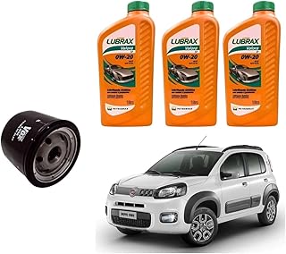 Kit 3 Oléos 0w20 + Filtro Novo Uno 1.0 6v 3 Cilindros 2017 2018 2019 2020 2021