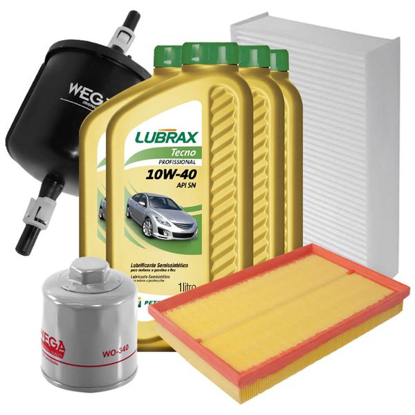 Kit Revisao Óleo 10W40 Lubrax Filtros Wega Fox 1 6 8V Flex 2003 2013