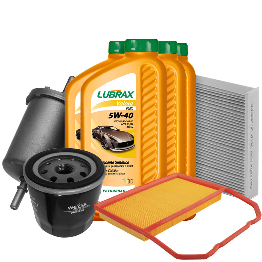 Kit Revisao Óleo 5W40 Lubrax Filtros Wega Gol 10 3 Cil 12V Flex 2016 2018
