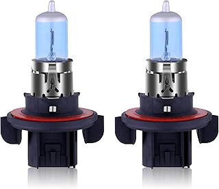 NEWBROWN Lâmpada de farol H13 9008 lâmpadas de halogêneo 5000K super luz branca substituição longa vida P26.4T 12V 55W/60W (H13/9008, pacote com 2)