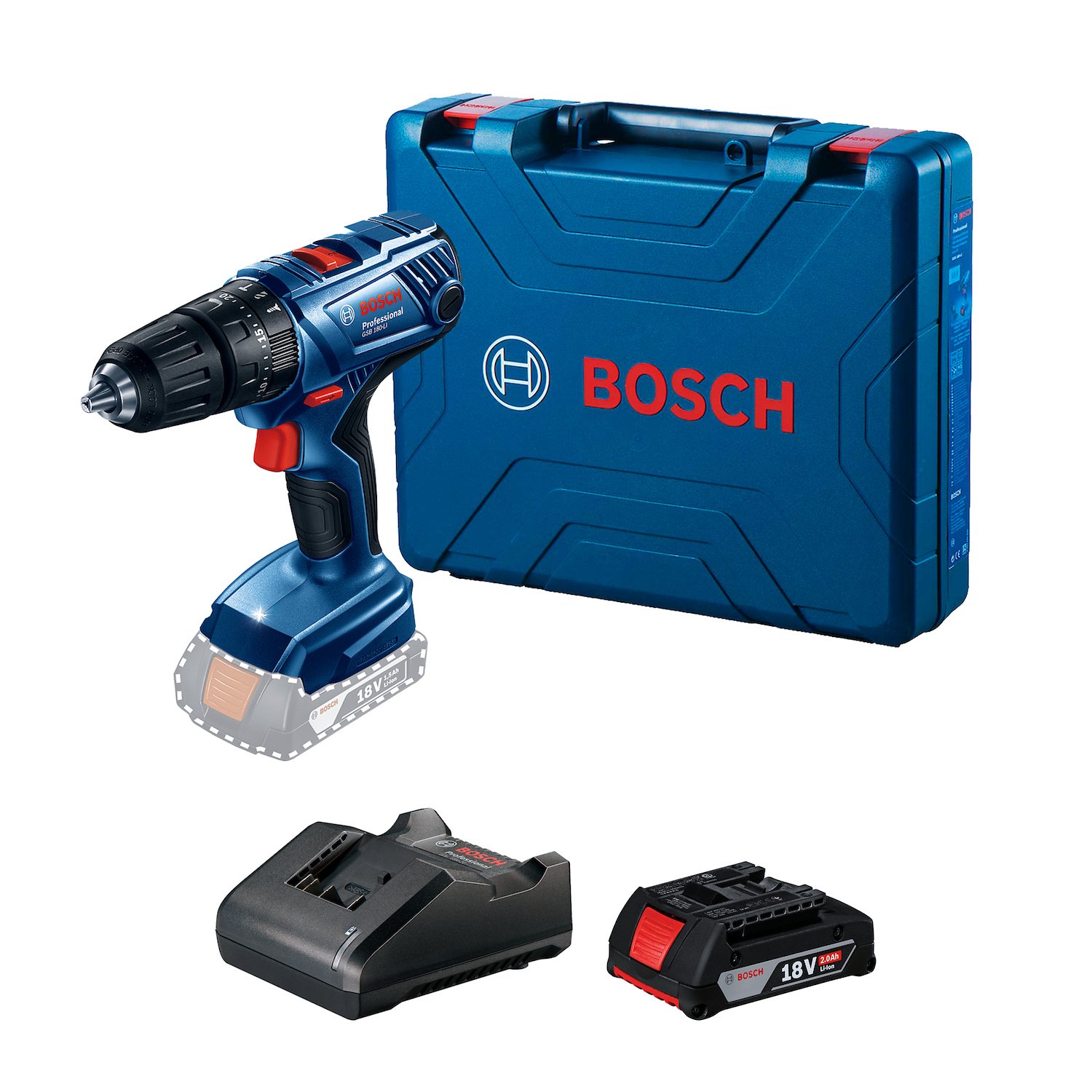 Parafusadeira Furadeira Impacto Bateria 18V 20 Gbs 180 Li Carregador 06019F83E4000 Bosch