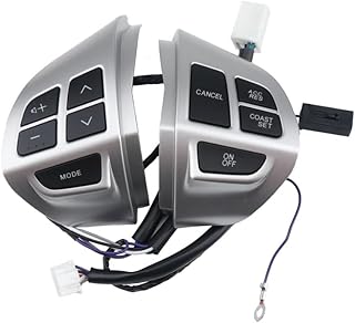 Botão do volante compatível com Mitsubishi Outlander 2006-2012 e L200 2006-2016. Botão de controle de cruzeiro no volante (prateado).