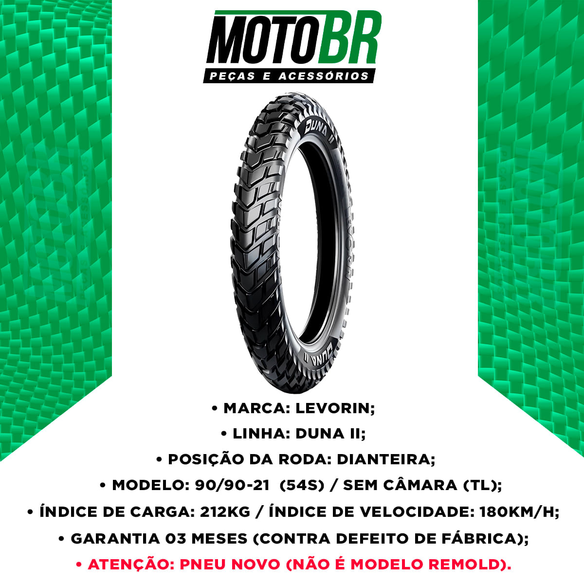 Pneu Moto Levorin Aro 21 90 90 21 54P Dianteiro M C Duna Ii