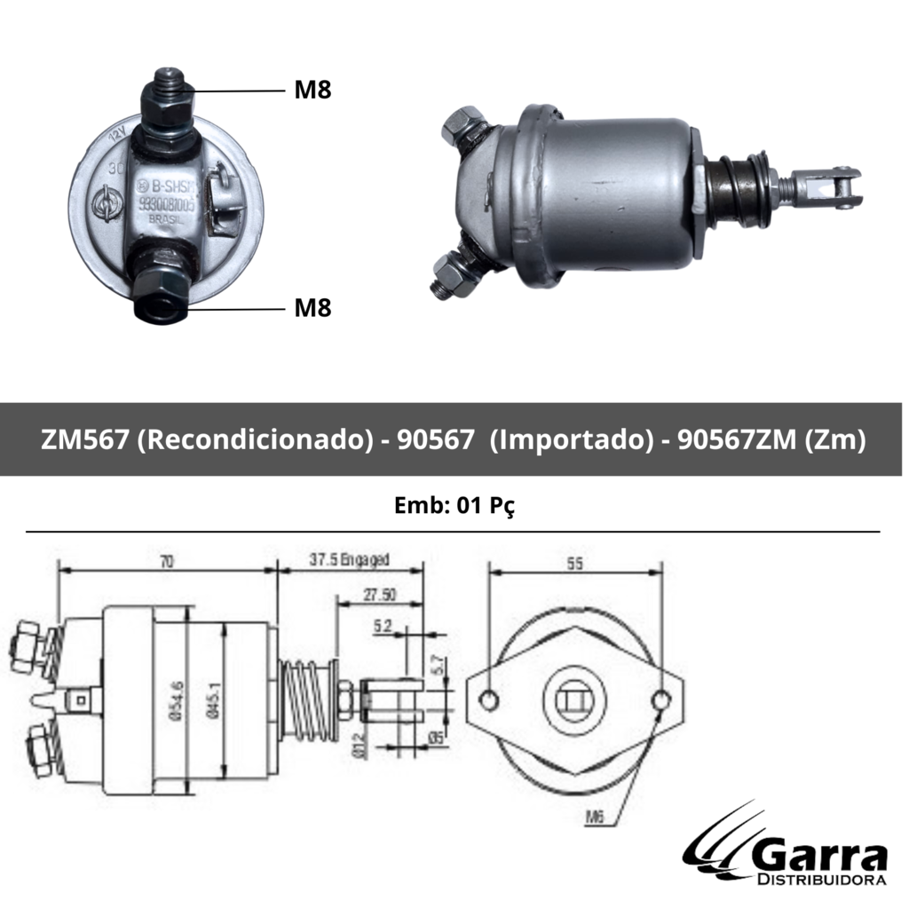 Relé Solenoide Partida 12V Ford Corcel 78 86 ZM567