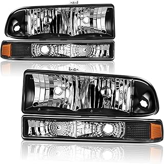 Conjunto de faróis compatível com picape Chevrolet S10 1998-2004, Chevy Blazer 98-05 com luzes de para-choque, caixa preta com canto âmbar