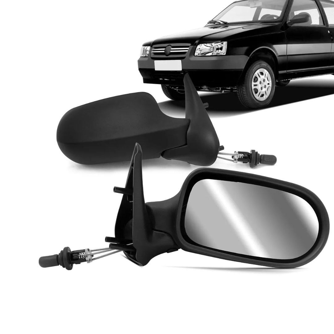 Retrovisor Uno Fire Flex 2006 2010 4 Portas Preto Controle Cofran